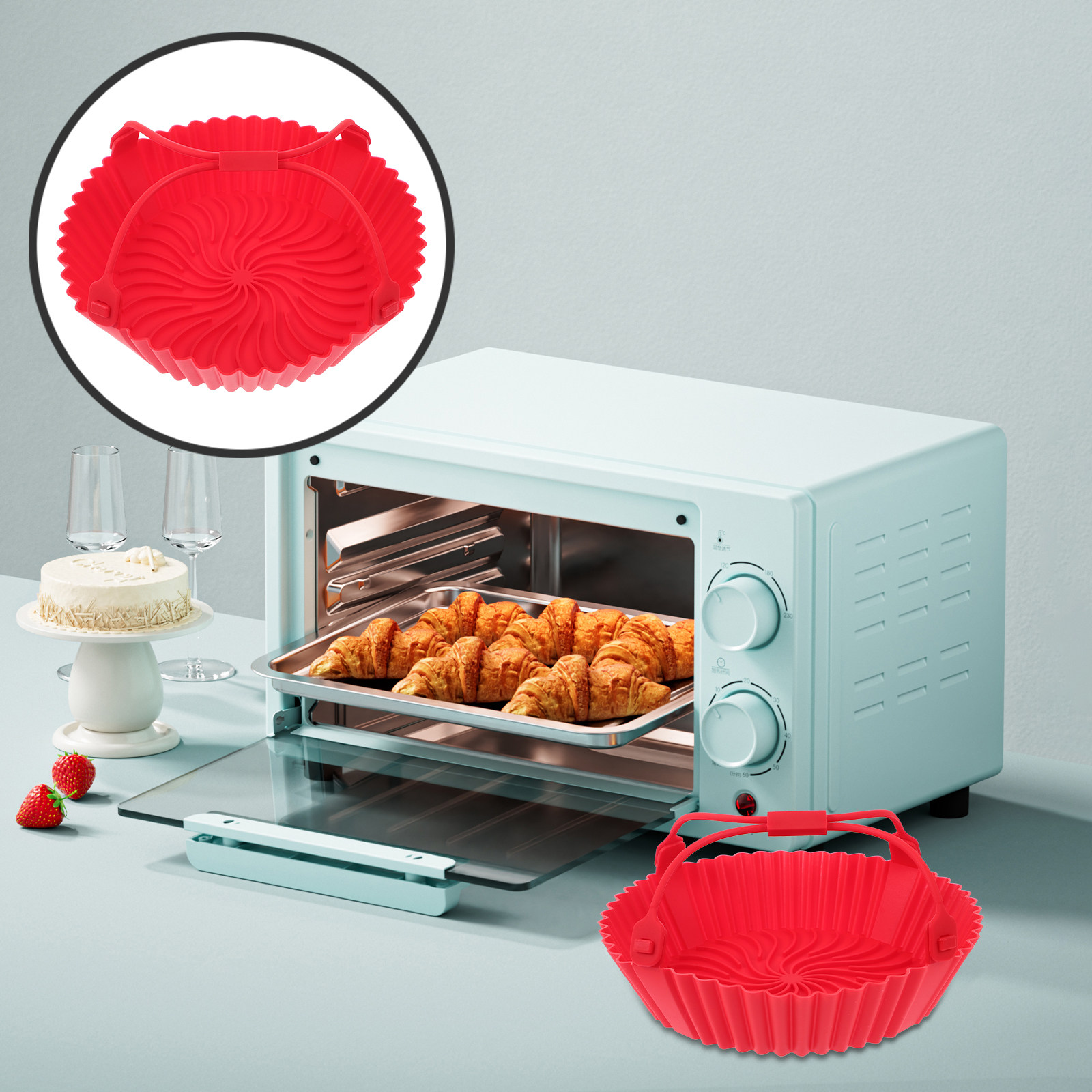 Kitchen Baking Trays - Air Fryer Silicone Pot Non Stick