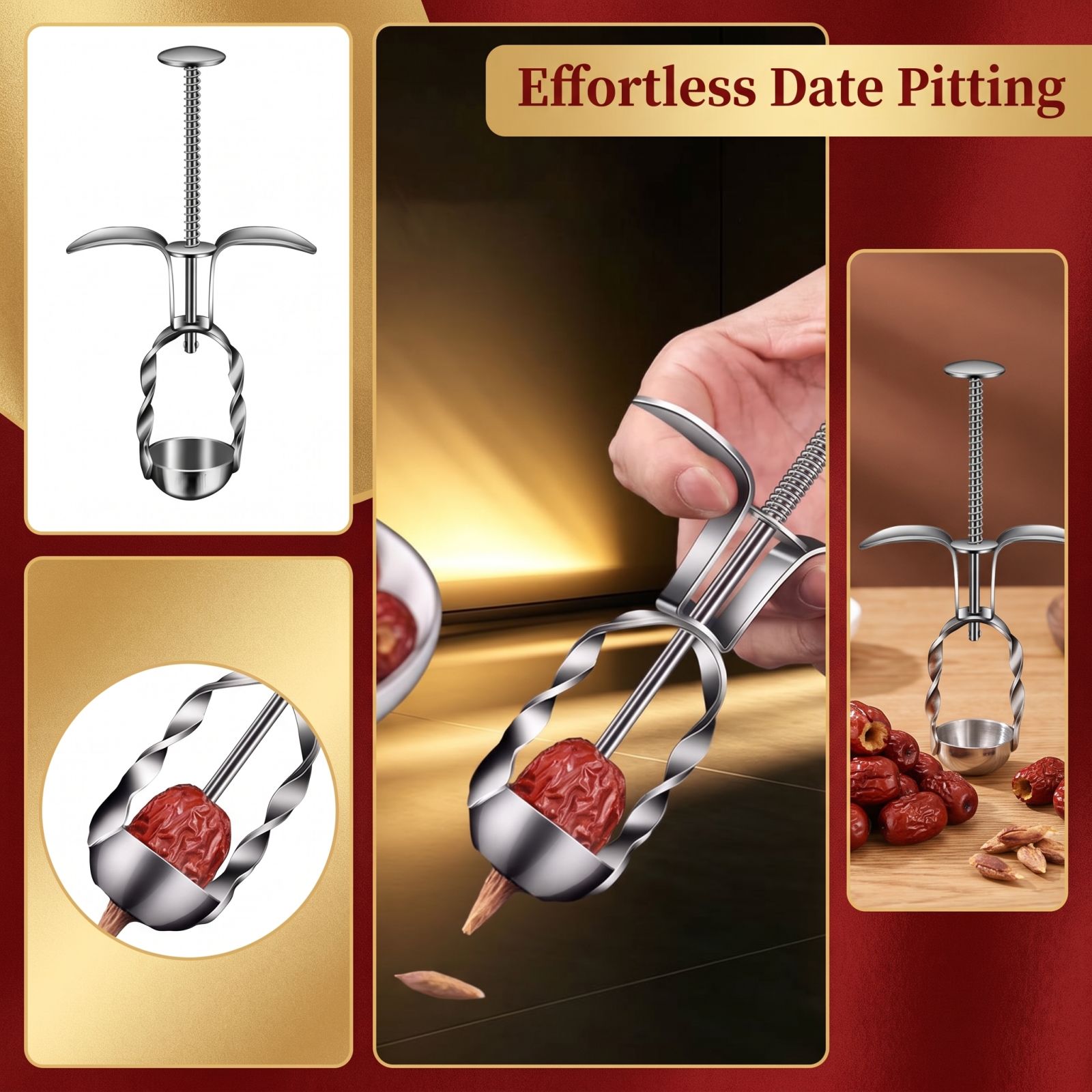 Kitchen Tools For Baking - Stainless Steel Red Date Pitter Tool