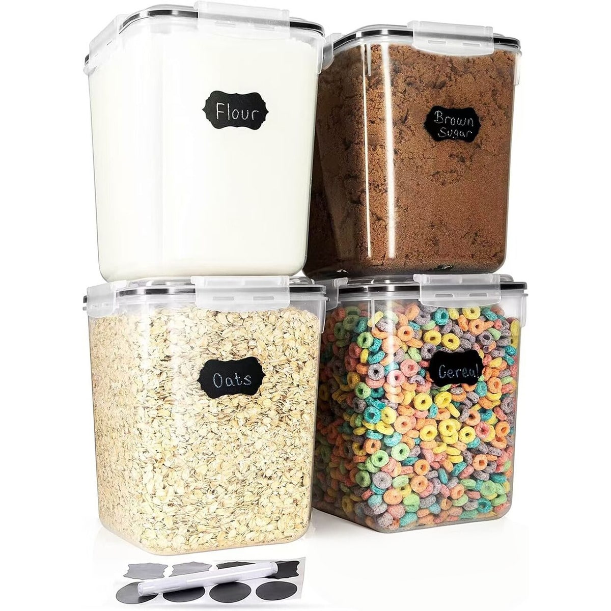 Kitchen Baking Storage Containers - 4PCS Large Food Storage Container, 5200ml/175OZ