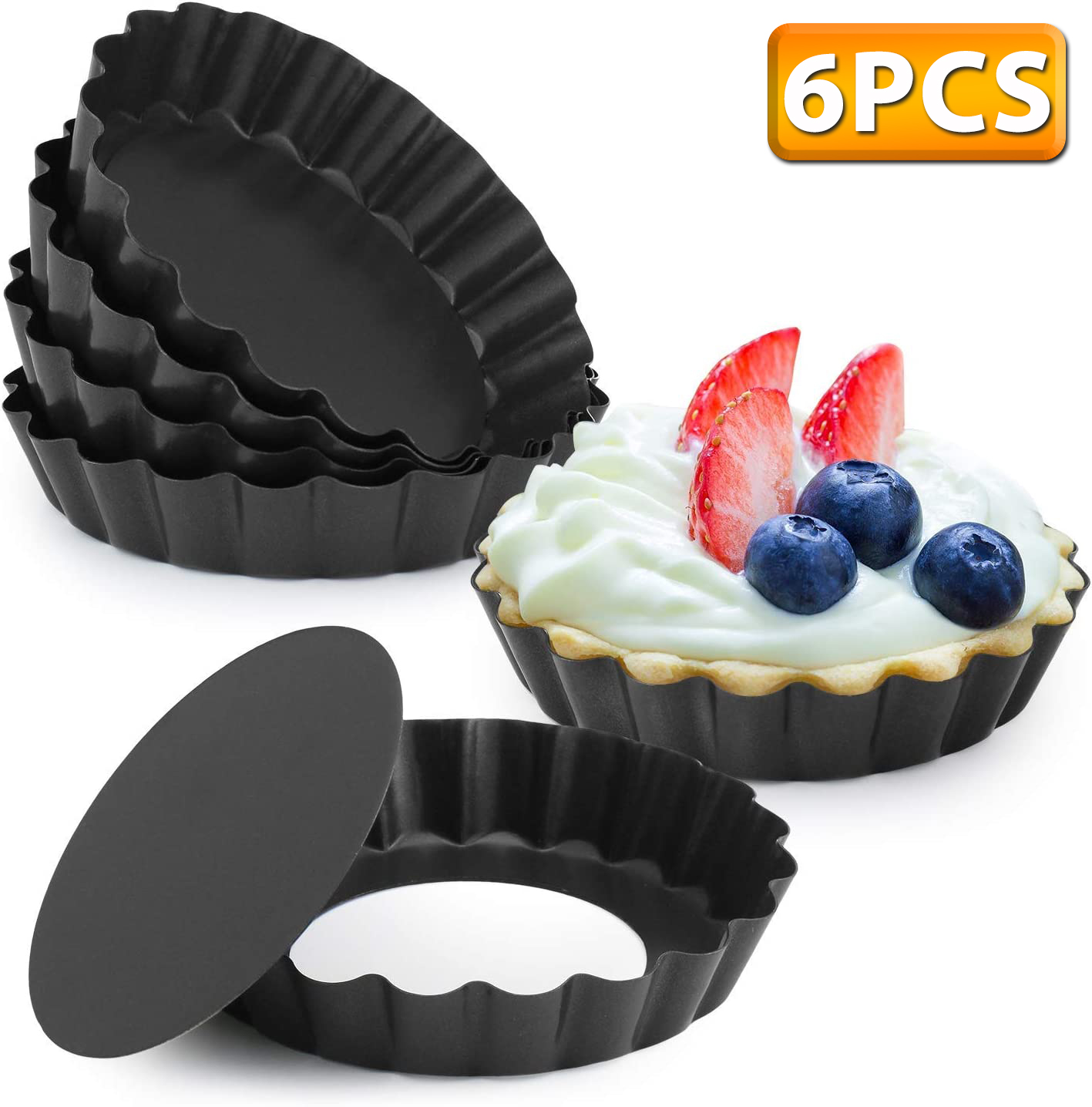 6 Pcs Mini Tart Pans 4 Inch wi - Muffin Tin Nonstick 评论和价格