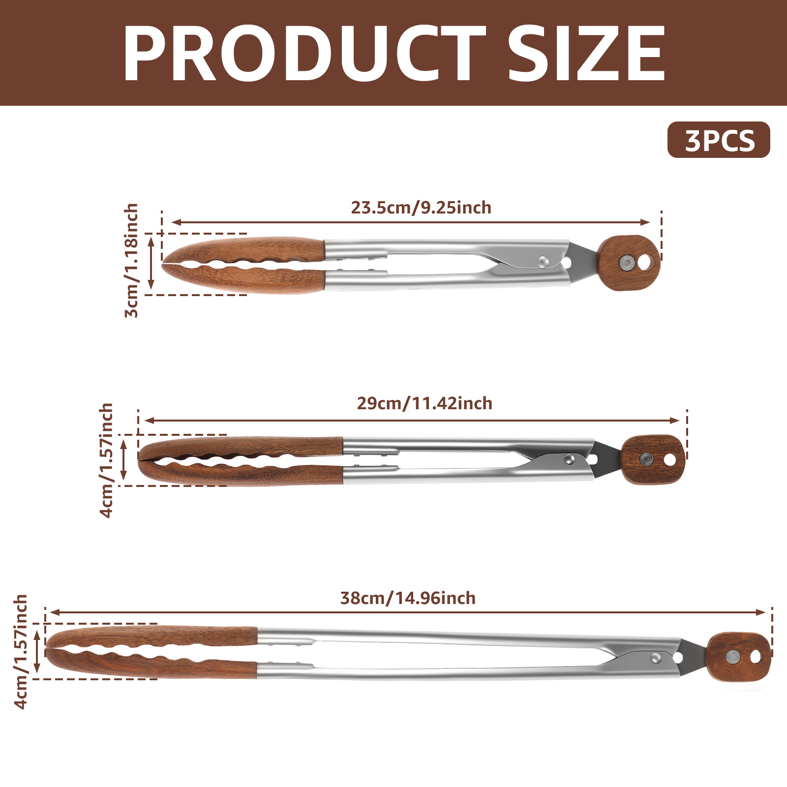 2/3 Pcs Food Tongs Walnut Wood - Kitchen Q 评论和价格