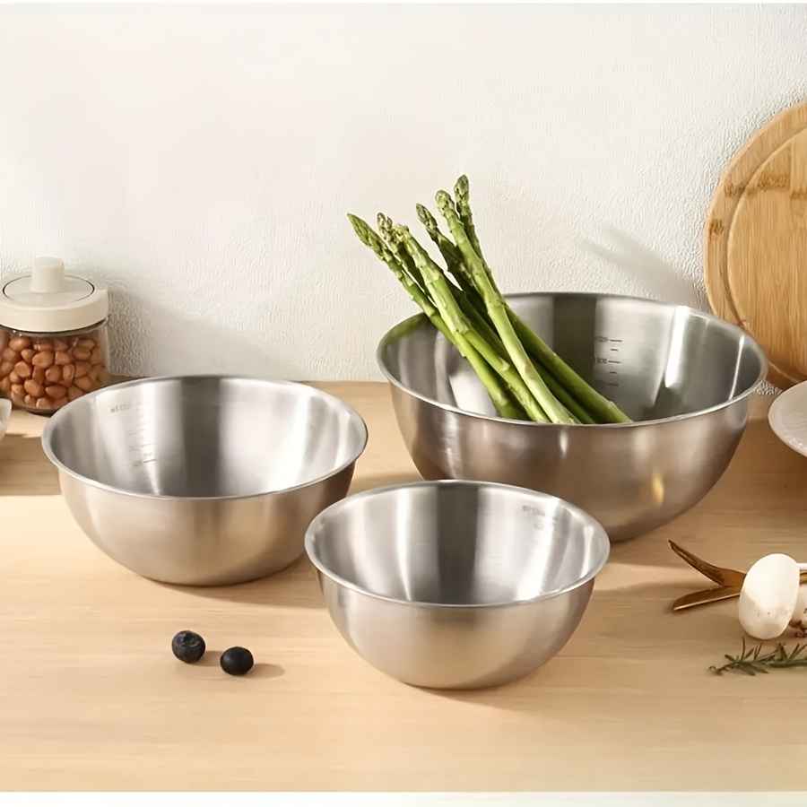 3pcs Stainless Steel Salad Bow - Kitchen Baking Store 评论和价格